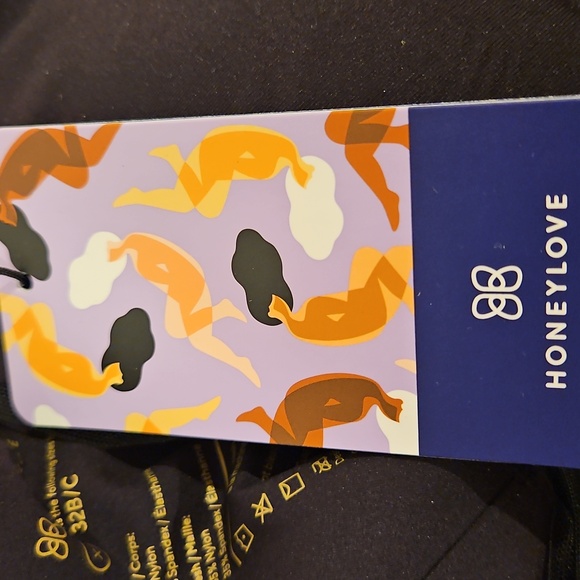 NWT Honeylove Black Wireless Crossover Bra W Mesh Detail Adjustables Straps 32B - Picture 6 of 9